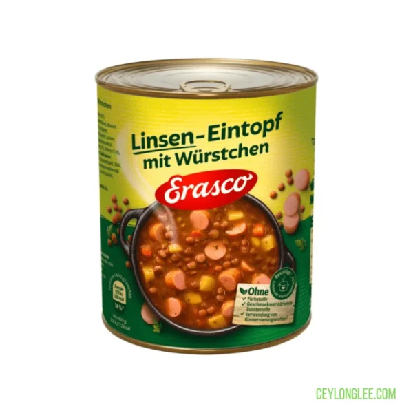 Erasco Linsen-Eintopf mit Würstchen 800g | Authentic German Lentil Stew | Serves 2-3