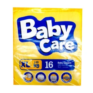 Baby Care XL Tape Diapers 16 Pcs – 12-Hour Protection & Breathable Fit for 14+ kg